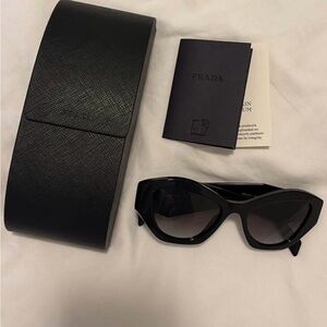 Prada Black Cat-Eye Sunglasses with Prada Case (PR 07YS)
